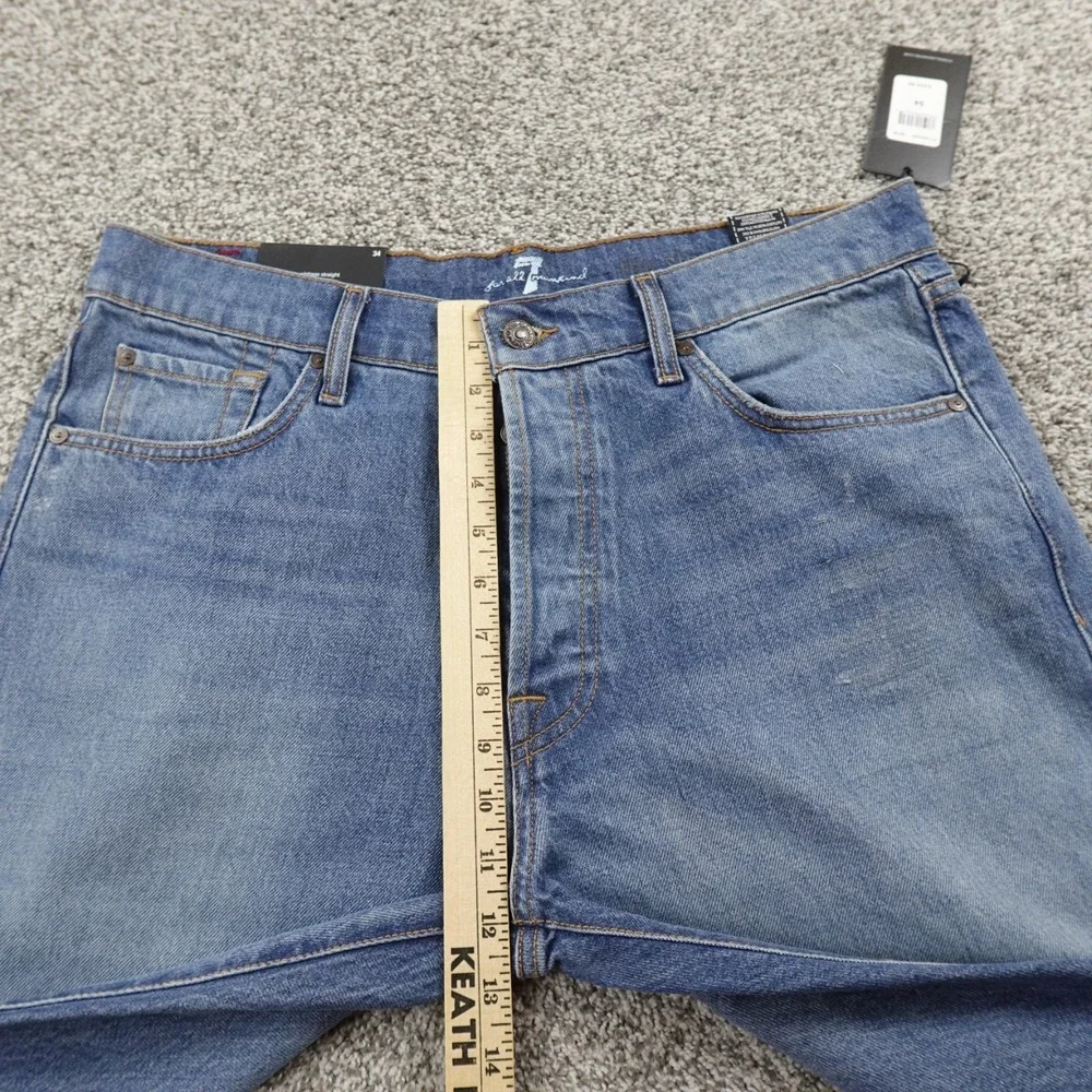 NEW 7 For All Mankind Jeans Mens 34X32 Dark Blue Denim Vintage Straight‎ Pants